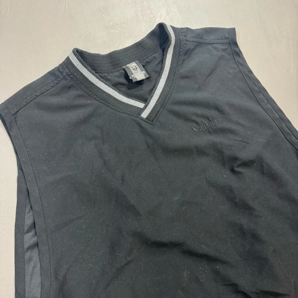 Nike Golf Vest XL Black Windbreaker Sleeveless ScanSource Logo 26.5x27.5